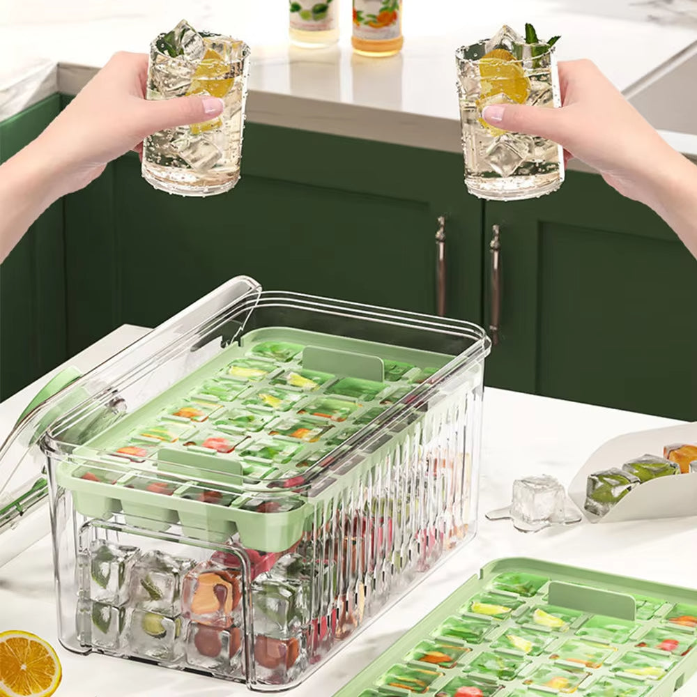 Press Type Ice Cube Tray With Storage Box Ice Cube Maker Ice Box Tray Kitchen Gadget Ice Bucket Ice Mould for Beer Quick-freeze